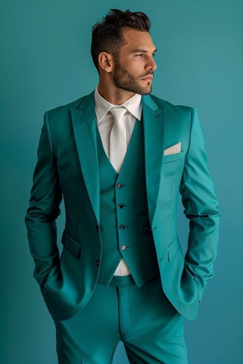 Mens Suit For Wedding, Black Oxford Shoes, Wedding Green, Classy Outfits Men, Stylish Suit, Black Oxfords, Green Suit, Royal Blue Dress, Wedding Suit