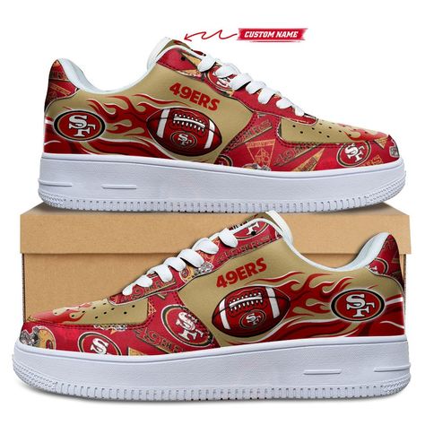 49er Shoes, 49ers Shoes, 49ers Outfit, Nfl Football 49ers, Football 49ers, San Francisco 49ers Football, Air Force Shoes, Painted Clothing, 49ers Fans