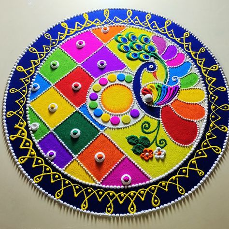 Diwali Decoration Rangoli, New Year Big Rangoli, Happy New Year Rangoli Design Latest, Doted Rangoli Designs With Color, New Year Rangoli Design 2024 Unique, Happy New Year Rangoli 2024, Happy Diwali Rangoli Images, Trending Rangoli Design, Circle Rangoli Designs Diwali