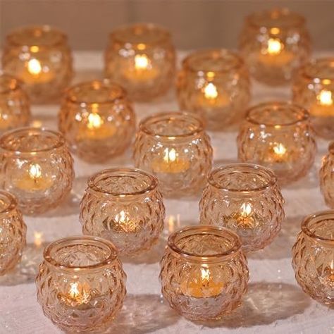 Amazon.com: Bokon 24 Pcs Votive Candle Holders and LED Tea Light Candles Set, Round Speckled Glass Candle Holders with Flameless Tealights Centerpiece Table Decor for Valentine's Day Wedding Party(Gold) : Home & Kitchen Tealights Centerpiece, Brunch Reception, Led Tea Light Candles, Flameless Tea Lights, Centerpiece Table, Valentines Day Weddings, Votive Candle, Votive Candle Holders, Day Wedding