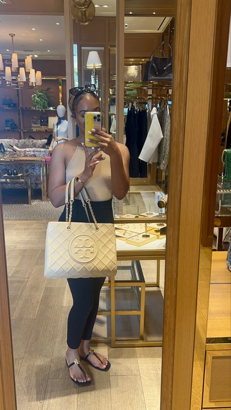 Tory Burch Fleming Tote Bag, Tory Burch Roxanna Jelly Slide #toryburchbags #toryburchshoes Tory Burch Slides Outfit, Tory Burch Ballet Flats Outfit, Tory Burch Bag Outfit, Tory Burch Sandals Outfit, Tory Burch Slides, Tory Burch Tote Bag, Tory Burch Outfits, Wedges Outfit, Tory Burch Wedges