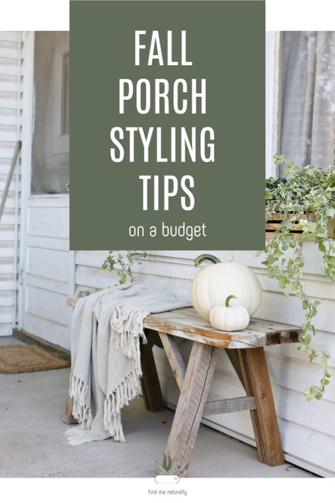 Fall Front Porch Styling Tips - Roost + Restore Front Porch On A Budget, Front Porch Styling, Porch On A Budget, Porch Styling, Amazon Farmhouse Decor, Amazon Fall Decor, Fall Displays, Mums In Pumpkins, Porch Pumpkins