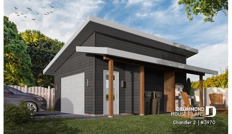 Architecture Residence, Garage Plans Detached, Shed With Porch, Plan Garage, Drummond House Plans, Modern Shed, Building A Porch, Modern Garage, Shed Plan