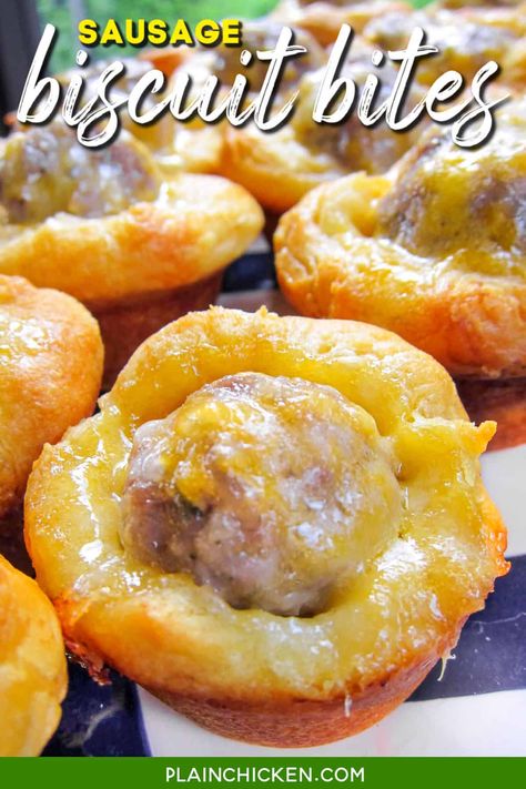 Sausage Biscuit Bites, Newest Recipes, Biscuit Bites, Sausage Muffins, Biscuit Cups, Morning Recipes Breakfast, Sausage Biscuits, Mini Breakfast, Flaky Biscuits