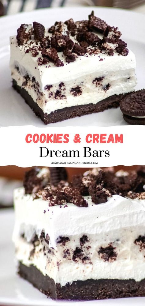 Cookies N Cream Dessert Recipes, Cookies And Cream Dessert, Cookies And Cream Bars, No Bake Oreo Cake, Oreo Cookie Bar, Pudding Bar, Oreo Cheesecake Bars, Cream Cheese Cookie Recipe, Cream Cheese Oreo