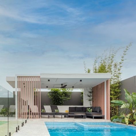 ModularWalls on Instagram: "We can imagine fun filled days spent in this gorgeous pool or lazing under the pergola. Plus, the surrounding SlimWall boundary fence means the kids can play to their heart's content without disturbing the neighbours! 🏊

#makeitmodular #modularwalls #fenceinstallation #fencedesign #slimwall #poolfence #poolinspo #privacyfence #backyardinspo #backyarddesign #summerfun #summervibes" Boundary Fence, Modular Walls, Pool Fence, Backyard Inspo, Privacy Fence, Fence Design, Pool Landscaping, Backyard Design, The Kids