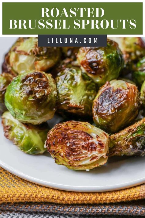 Roasted brussel sprouts have a perfectly crispy outside and a melt-in-your-mouth center, and take just minutes to prep! #roastedbrusselsprouts #brusselsprouts #roastedveggies #veggies #brusselsproutrecipe Frozen Brussels Sprouts, Air Fryer Brussel Sprouts, Freezing Brussel Sprouts, Brussel Sprouts Recipes Easy, Sauteed Beet Greens, Air Fryer Brussels Sprouts, Balsamic Brussel Sprouts, Fried Brussel Sprouts, Cooking Brussel Sprouts