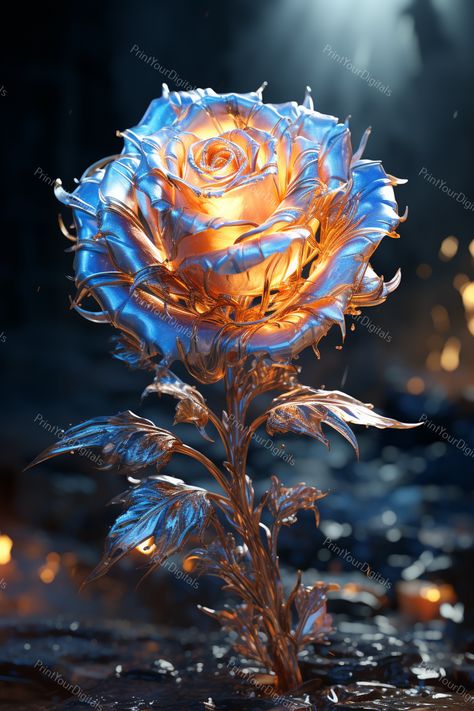 Fire Roses, Fire And Ice Roses, Ice Rose, Fire Rose, Blue Roses Wallpaper, Roses Art, Purple Fire, Art Animation, Ice And Fire