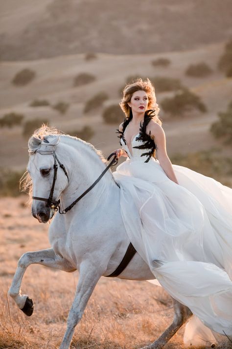 Woman Riding Horse, Horse Photography Poses, Equestrian Wedding, Funny Horse Pictures, Horse Dress, Fantasy Horses, Princess Photo, Equine Photographer, Fairytale Photography