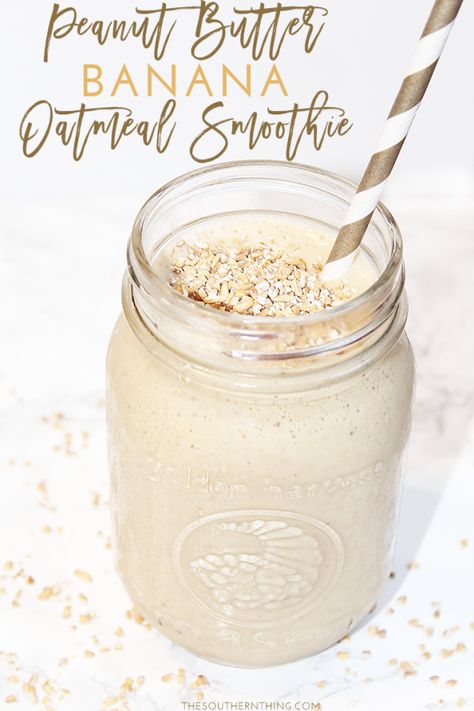 Banana Oatmeal Smoothie Recipe, Smoothie Recipes Oatmeal, Peanut Butter Banana Oatmeal, Banana Oatmeal Smoothie, Oatmeal Smoothie, Resep Smoothie, Oatmeal Smoothie Recipes, Best Smoothie, Banana Drinks