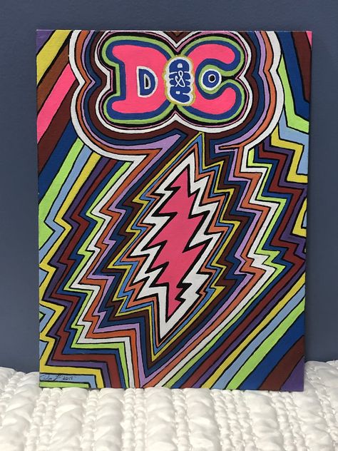 Dead and Company, Trippy, POP Art, Trippy Painting. 13 Point Lightning Bolt. . Don Thompson original Art Trippy, Trippy Painting, Dead And Company, Pop Art Painting, Arizona Logo, Painting Canvas, Lightning Bolt, Folk Art, Pop Art