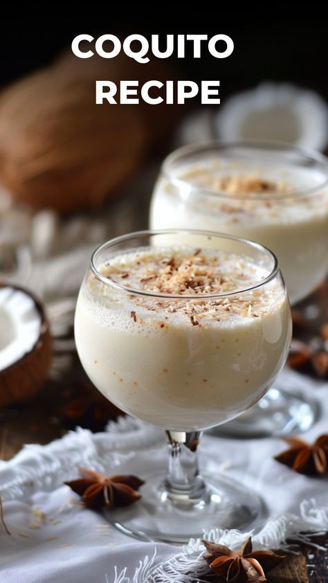 Looking for a delicious and authentic Coquito recipe? This Puerto Rican Coconut Eggnog is the perfect holiday drink to enjoy with friends and family. Our easy-to-follow Coquito recipe will bring a taste of the tropics to your gatherings. Try our traditional Puerto Rican Coquito recipe today! Coconut Holiday Drink, Cocoquito Recipe, Thanksgiving Recipes Puerto Rican, Homemade Coquito Recipe, Cocito Drink Recipe Puerto Rican, Puerto Rican Thanksgiving Recipes, Coquito Recipe Puerto Rican Authentic, Coquito Recipe No Eggs, Puerto Rican Eggnog Recipe