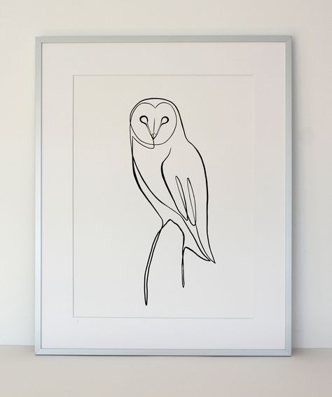 Barn Owl Tattoo, Cute Owl Tattoo, Artsy Tattoos, Geometric Owl, Line Drawing Art, Animal Tattoo Ideas, Owl Tattoo Design, Owl Logo, Owl Illustration