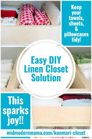 Diy Linen Closet, Konmari Closet, Konmari Method Folding, Konmari Method Organizing, Konmari Organizing, Linen Closet Storage, Closet Storage Systems, Storage Solutions Closet, No Closet Solutions