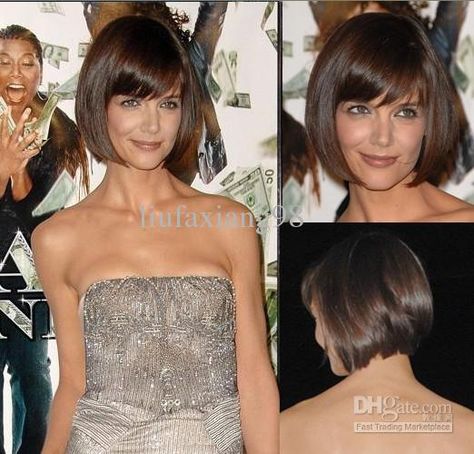 Katie Holmes Short Hair Bob, Katie Holmes Hair Short, Katie Holmes Short Hair, Katie Holmes Bob, Katie Holmes Hair, Bob Hair Style, Pretty Wigs, Bob Bangs, Short Bobs With Bangs