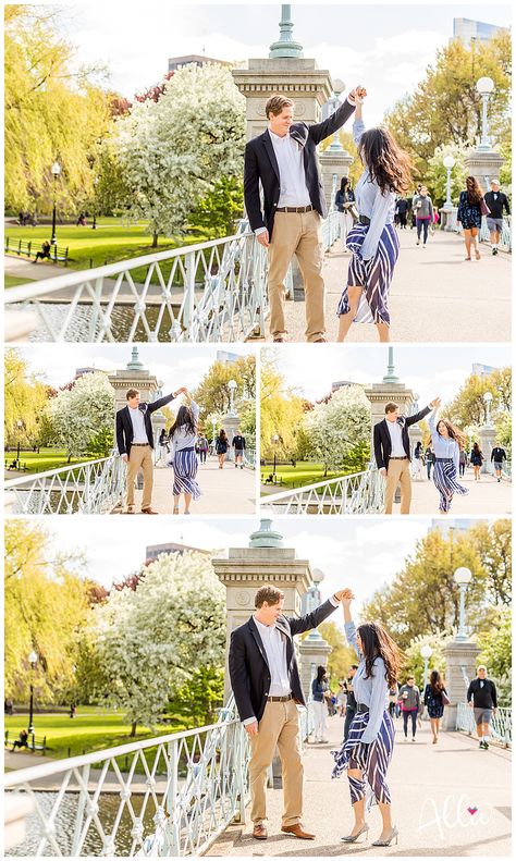 Boston Public Garden bridge engagement photos Bridge Engagement Photos, Engagement Photos Spring, Boston Engagement Photos, Boston Garden, Boston Public Garden, Spring Engagement Photos, Engagement Picture, Boston Wedding, Beacon Hill