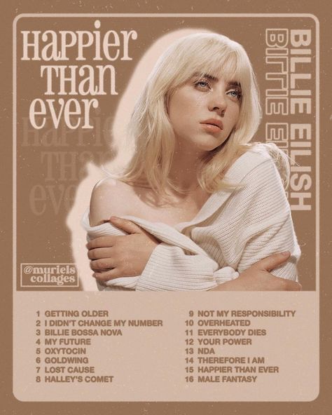 Happier Than Ever Album Poster, Billie Eilish Poster Happier Than Ever, Music Artist Poster Wall, Music Artist Poster Design, Aesthetic Billie Eilish Poster, Happier Than Ever Poster, Album Poster Design, Purple Bedroom Aesthetic, Posters For Room Decor