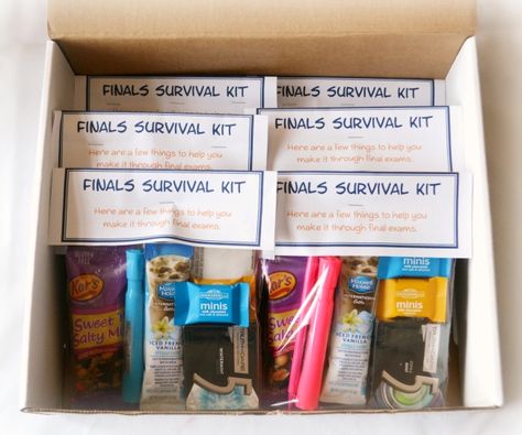 Finals Survival Kits                                                                                                                                                                                 More Ldr Care Package, College Finals Care Package, Long Distance Relationship Care Package, Finals Care Package, Gifts For Boyfriend Long Distance, Boyfriend Long Distance, Boyfriend Care Package, College Finals, Survival Kit Gifts