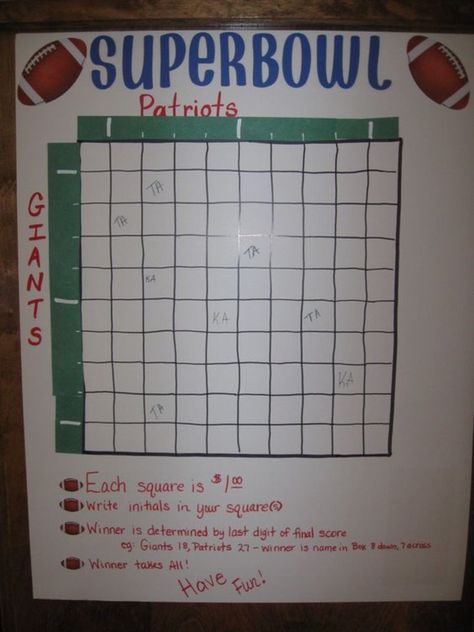 Super Bowl Pool, Super Bowl Squares, Football Squares Template, Superbowl Squares, Super Bowl Party Food, Football Squares, Football Pool, Superbowl Game, Bowl Party Food