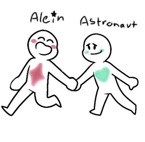 Alien X Human Couple, Lesbian Poses Drawing Base, Alien X Human, Friend Dynamic, Alien X, Me And My Girlfriend, Ship Dynamic, Bff Poses, Person Drawing