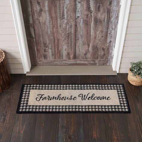 Elevate your home's entrance with our Farmhouse Welcome Door Mat, a delightful addition that captures the timeless charm of farmhouse living. Crafted with a bristled and textured coir surface, it creates a welcoming and textured atmosphere, ideal for any season. Find it here: https://www.langegeneralstore.com/collections/door-mats #frontporchdecor #DoorDecor #farmhousedecor #farmhousecottagedecor #buffalocheck #farmhouseporch Coir Rug, Warm Farmhouse, Entryway Style, Welcome Door Mat, Welcome Message, Vhc Brands, Country Lifestyle, Welcome Door, Coir Doormat