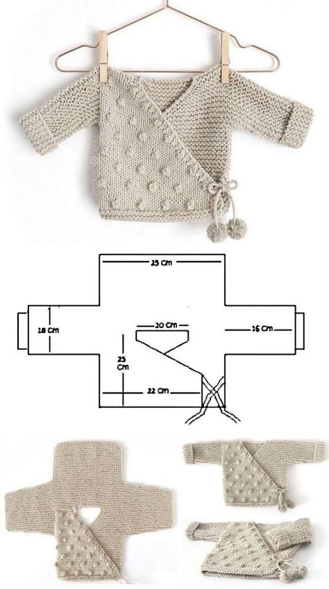 Cardigan Til Baby, Baby Kimono, Haken Baby, Crochet Baby Clothes, Baby Jacket, Baby Owls, Baby Cardigan, Baby Outfits, Free Knitting Pattern