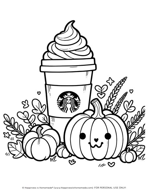 Easy Thanksgiving Coloring Pages, Free Coloring Pages Printables Thanksgiving, Fall Theme Coloring Pages, Thanksgiving Colouring Sheets, Goodnotes Coloring Pages, Halloween Free Coloring Printables, S'more Drawings, Preppy Halloween Coloring Pages, Autumn Doodle Art