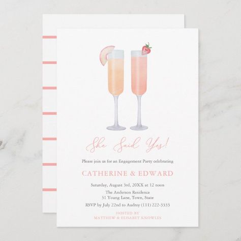 She Said Yes Engagement Party Cocktail Hour Invitation She Said Yes Engagement Party, Cocktail Engagement Party, She Said Yes Engagement, Said Yes Engagement, Lingerie Bachelorette, Sip Sip Hooray, Rustic Bridal Shower Invitations, Bridal Brunch Invitations, Pink Cocktails