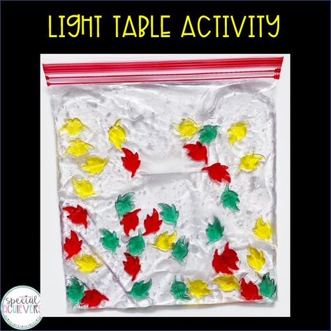 Are you looking for engaging and high contrast activities for your students with CVI? This fall themed light table activity allows for a variety of activities, including fine motor skills, color sorting, etc. These activities are perfect for preschool and elementary ages students. Easy Fall Activities, Cvi Activities, Preschoolers Activities, Cortical Visual Impairment, Fall Activities For Kids, Visual Impairment, Leaf Outline, Library Bag, Autumn Activities For Kids