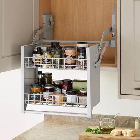 Kitchen Wall Unit, Downlights Kitchen, Pull Out Kitchen Storage, Kitchen Cupboard Shelves, Pull Down Shelf, Accessible Kitchen, Cupboard Shelves, Kitchen Wall Cabinets, Fitted Bathroom