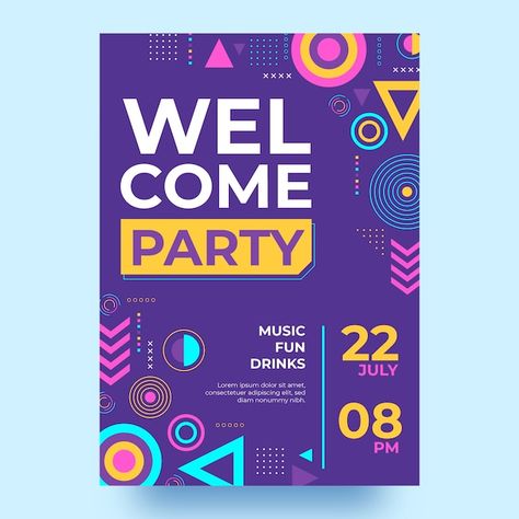 Fun Flyer Design, Party Flyer Design, Welcome Party, Dance Poster, Poster Abstract, Welcome Poster, Party Poster, Welcome To The Party, Party Fun