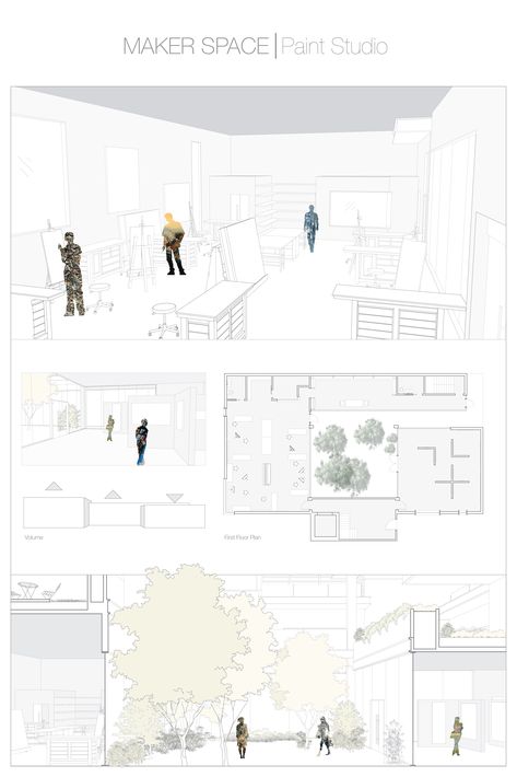 Studio V Undergraduate Maker Space Board Writing Studio, Studio Floor Plans, Maker Space, Space Painting, Year 3, Painting Studio, Building Plans, Architecture Presentation, Undergraduate