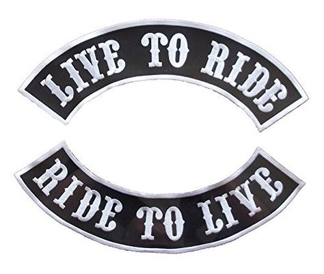 LIVE TO RIDE, RIDE TO ROCKERS PTCHES BACK PATCHES SET FOR BIKER MOTORCYCLE VEST $ 17.99 http://www.kcmcwarehouse.com/products/live-to-ride-ride-to-rockers-ptches-back-patches-set-for-biker-motorcycle-vest Harley Rocker, Sew Patches, Motorcycle Patches, Motorcycle Gang, Ith Designs, Motorcycle Logo, Motorcycle Quotes, Last Ride, Motorcycle Vest