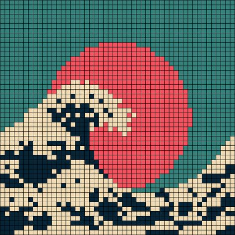 Moon Alpha Pattern, Alpha Bracelet Pattern Grid, Cross Stitch Sun, Retro Japan, Wave Crochet, Graph Crochet, Bead Crochet Patterns, Pixel Crochet, Pixel Art Grid