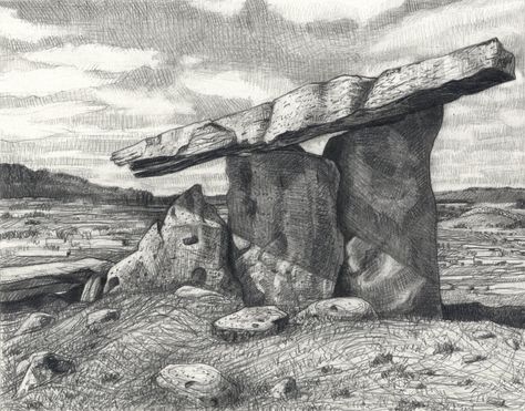 Poulnabrone Dolmen Dolmen Drawing, Woodburning Ideas, Architecture Drawing Art, France Drawing, Concept Art Drawing, Pencil Sketch, Drawing Art, Architecture Drawing, Art Drawing