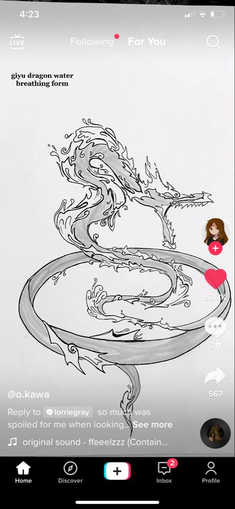 Demon Slayer Water Dragon, Slayer Tattoo, Water Tattoo, Water Dragon, Anime Tattoos, Dragon Tattoo, Get A Tattoo, Demon Slayer, Dragon Art