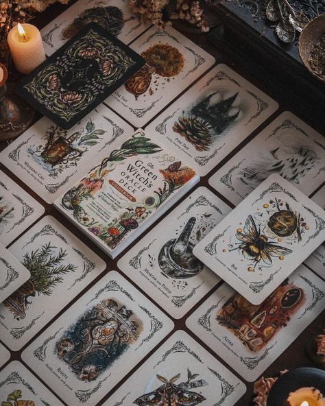 Calling all tarot lovers. 🔮🌙 Here’s a look at every deck I reviewed last month. Slide 2: Seed & Sickle Oracle by @rosdottir Slide 3: Maidens of the Wheel Oracle by @tammywamplerart Slide 4: Bee Tarot by @kristofferdruid Slide 5: Galactic Guides Oracle by @newagehipster333 Slide 6: Green Witch Oracle by @arinmurphyhiscock ☀️ I also shared a preview of my upcoming deck, Seasons of the Witch: Lammas Oracle coming out July 2nd. Available through @simonandschuster and @rockpoolpublishing ... Oracle Cards Aesthetic, Green Witch Oracle, Spirit Element, Tarot And Oracle Cards, Witches Tarot Cards, Witchcraft Shop, Tarot Aesthetic, Witch Tarot, Witch Vibes