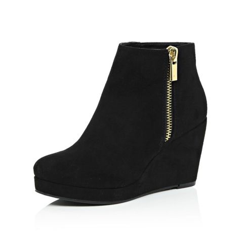 Black Suede Wedge Booties Platform Ankle Boots for Work, Music festival, Date, Big day, Anniversary, Going out | FSJ Wedge Heels Outfit Dress, Wedge Heels Outfit, How To Style Wedges, Black Wedge Ankle Boots, Black Wedge Boots, Black Leather Boots Women, Work Music, Dark Aesthetics, Wedge Heel Boots