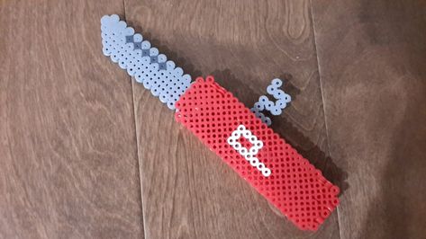 Perler Bead 3D Pocket Knife Knife Perler Beads, Perler 3d, 3d Pocket, 3d Perler Bead, Paracord Beads, Paracord Keychain, Perler Crafts, Iron Beads, Beading Tools