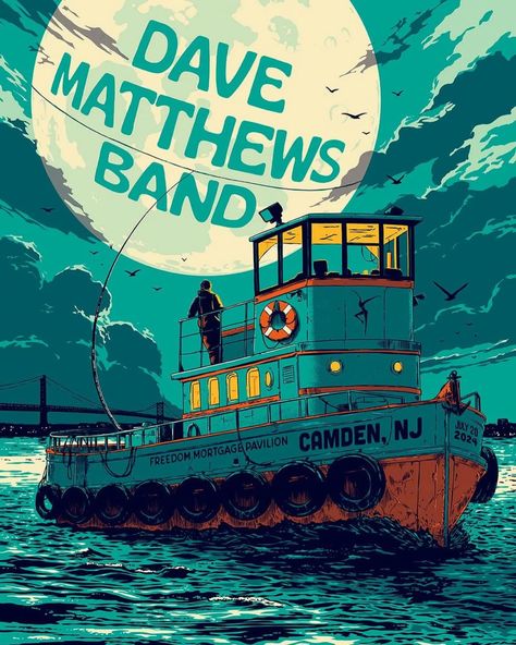 #Repost @matthewjay Tonight’s poster for @davematthewsband in Camden, NJ. Thank you @redstarmerch for the opportunity and letting me have some fun here. Got some stuff going on this summer, so for those DM-ing, I’m not ignoring you, I’ll have prints in early September. I’ll repost to give you a heads up. #dmb #davematthews #davematthewsband #camden Dave Matthews Band Lyrics, Dave Matthews Band, Dave Matthews, Gig Posters, Band Posters, Heads Up, Have Some Fun, Some Fun, This Summer