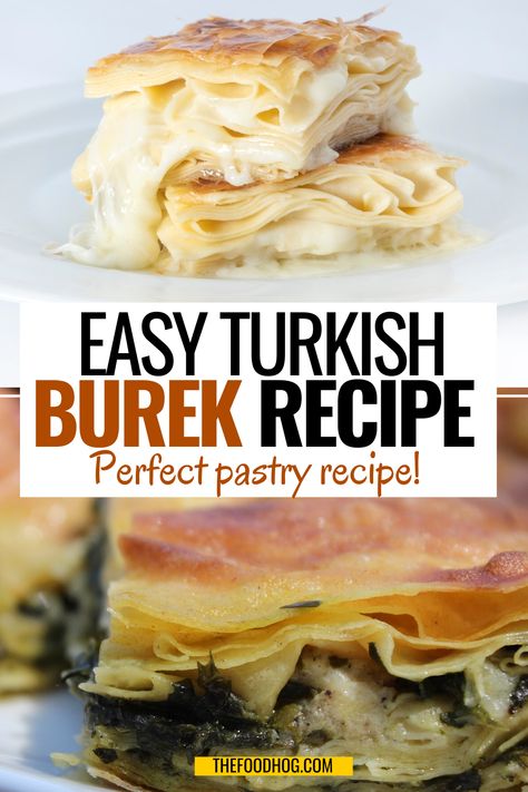 Borek Recipe Turkish, Turkish Borek Recipe, Croatian Desserts, Turkish Pastry, Turkish Borek, Middle Eastern Recipes Arabic Food, Burek Recipe, International Meals, Fancy Cooking