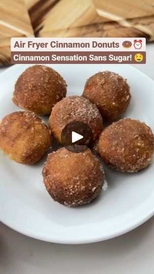 30K views · 6.9K reactions | Air Fryer Cinnamon Donuts 🍩😋
Whip up these quick, tasty, and keto-friendly cinnamon donuts for a sweet treat without the guilt! 🤤

What You Need:
🥄 1/4 cup Greek yogurt
🌰 1/2 cup almond flour
🍯 1/4 cup sweetener
🍂 2 tsp cinnamon
🧁 1/2 tsp baking powder

For the Cinnamon Coating:
🧈 2 tbsp butter
🍯 2 tbsp sweetener
🍂 1/2 tsp cinnamon

How to Make Them:
1️⃣ Combine all ingredients and knead the dough until firm. If the dough is too soft, add more almond flour until it holds its shape.
2️⃣ Shape into small balls, spray with oil, and air fry at 325°F for 8-10 minutes.
3️⃣ While they cool, melt the butter and mix with cinnamon and sweetener in a bowl.
4️⃣ Roll the donuts in melted butter, then coat with the cinnamon-sweetener mixture. Enjoy!

Love this rec Greek Yogurt Donuts Air Fryer, Air Fryer Cinnamon Roll Bites, Cinnamon Delights, Easy Air Fryer Recipes, Cinnamon Donuts, Quick Easy Desserts, Air Fry, January 26, Low Carb Desserts