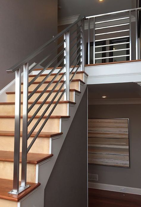 Residential Steel Railings | Metal Rails | Hudson Custom Fabrication Stainless Handrail, Reling Design, Stainless Steel Stair Railing, Steel Stairs Design, Steel Grill Design, Stainless Steel Staircase, Case Minecraft, Steel Railing Design, Modern Railing