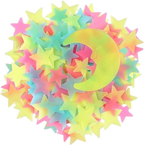 Amazon.com: 100 Pcs Colorful Glow in The Dark Luminous Stars and Moon Fluorescent Noctilucent Plastic Wall Stickers Murals Decals for Home Art Decor Ceiling Wall Decorate Kids Babys Bedroom Room Decorations …: Home & Kitchen Hello Door Decal, Unicorn Wall Decal, Decor Ceiling, Star Wall Decals, Ceiling Texture, 3d Butterfly Wall Stickers, Star Wall Art, Moon Pattern, Butterfly Wall Stickers