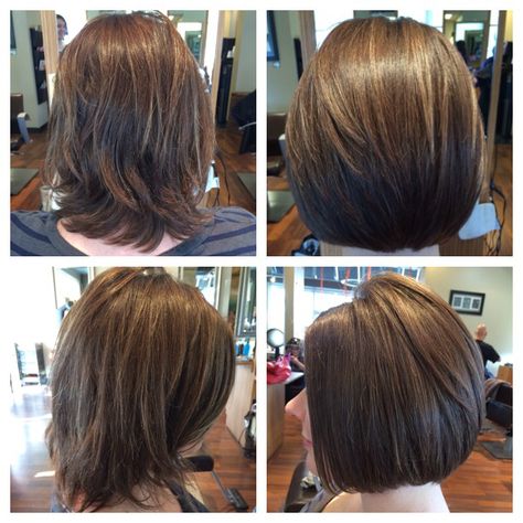 Before and after cut by Natalie Short Haircut Before And After, Layered Haircut Before And After, Short Hair Before And After Haircuts, Before After Haircut, Before And After Womens Haircuts, Haircut Transformation Long To Short, Layered Hair Cuts, Short Layered Hair, Bob Pendek