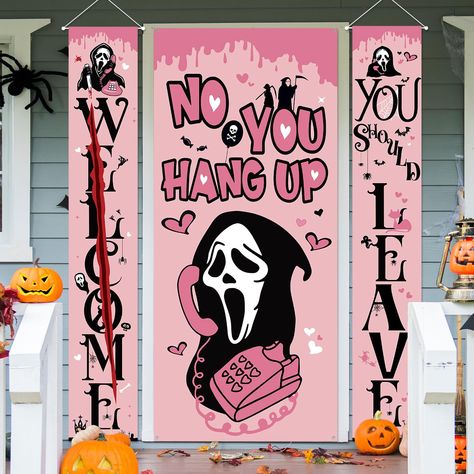 Halloween Door Decorations High School, Y2k Halloween Decor, Halloween Door Designs, Scream Door Decoration, No You Hang Up, Office Halloween Door Contest Ideas, Best Halloween Door Decorations Contest, Halloween Door Decorations Contest Ideas, Movie Door Decorations