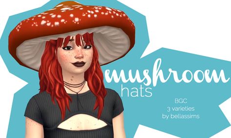 Mushroom Hats | Bellassims on Patreon Sims 4 Mushroom, Mushroom Hats, Mods Sims 4, Los Sims 4 Mods, Cc Hats, Sims 4 Anime, Sims 4 Mm Cc, Mushroom Hat, Sims 4 Expansions