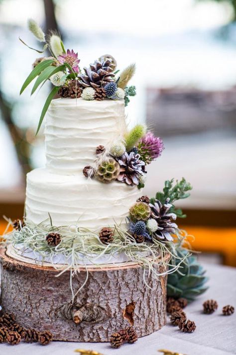 Wedding Dessert Photos | Sugar Pine Cakery & Cafe Mountain Wedding Cake, Rustic Wedding Decorations, Fondant Wedding Cakes, Cupcake Stands, Winter Wedding Cake, Wedding Decor Ideas, Floral Wedding Cakes, Wedding Cake Rustic, Rustic Wedding Cake