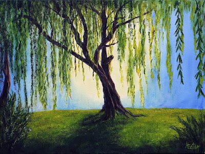 Willow Tree Art, Tree Drawing Simple, Weavers Art, Weeping Willow Tree, Abstract Tree Painting, Stone Circle, Arte Grunge, Monday Evening, Watercolor Paintings For Beginners