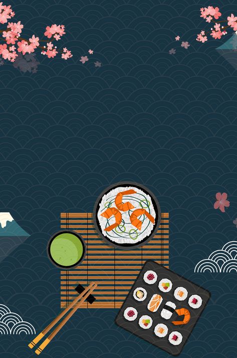 Simple japanese food sushi background template#pikbest# Sushi Background, Japanese Restaurant Menu, Japanese Food Sushi, Japanese Background, Japan Graphic Design, Japanese Wallpaper, Food Japanese, Food Sushi, Restaurant Poster